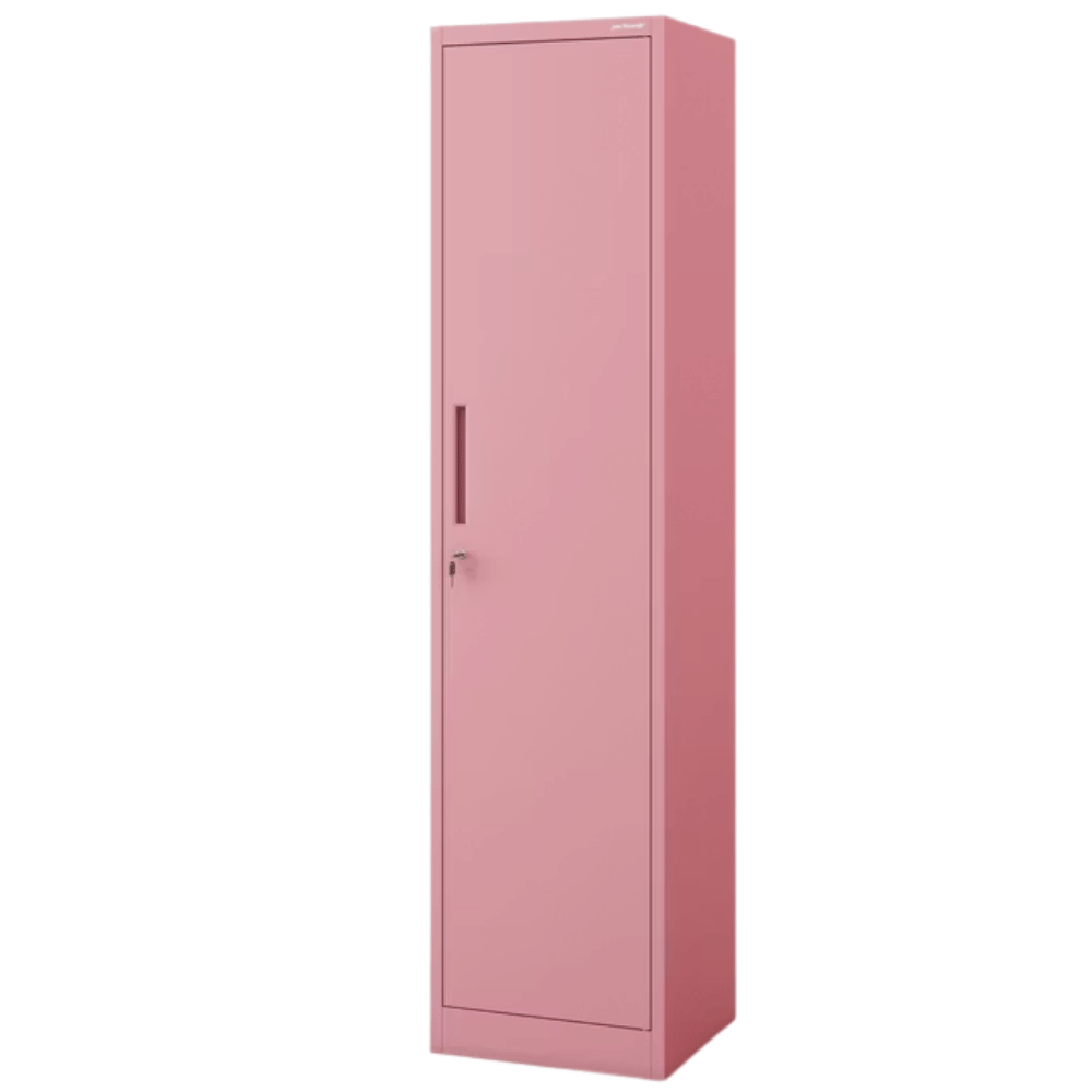 DELUKE Aktenschrank abschließbar KADO - 5 Ebenen, Flügeltüren | Metallschrank Werkstatt Büroschrank aus Stahl Werkzeugschrank, 185x45x40cm Rosa Image