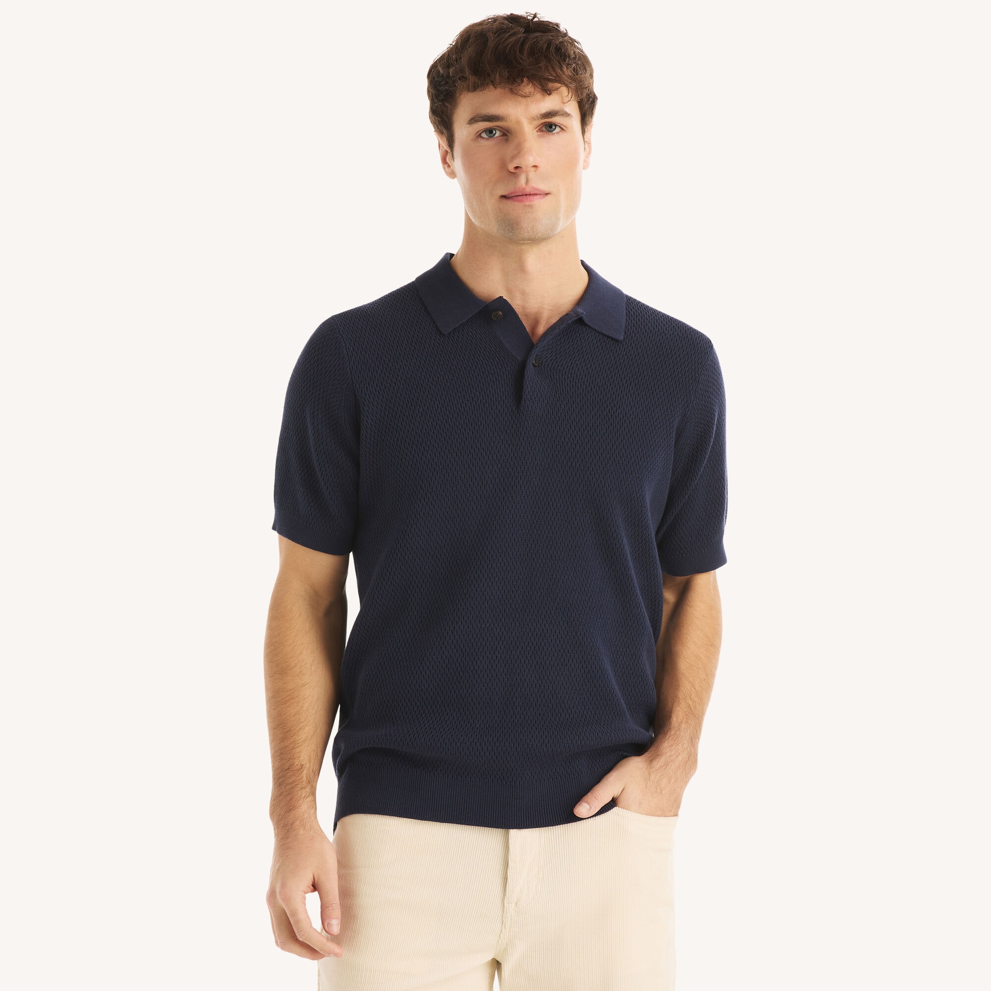 Nautica Men's Textured Sweater Polo 482 (Stellar Blue Heather), XL