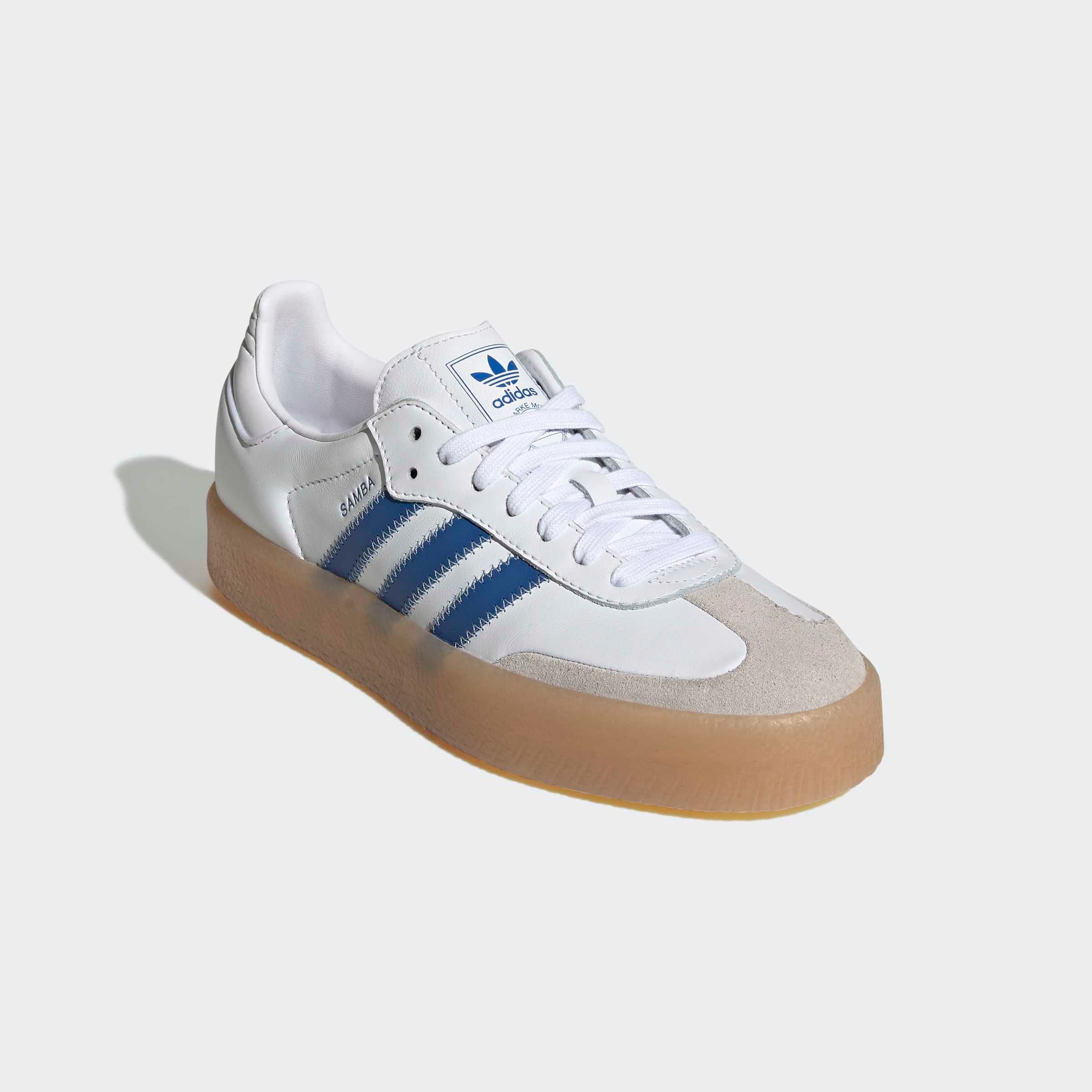 Sneaker ADIDAS ORIGINALS "SAMBAE", Gr. 40, cloud weiß, blau, clear sky, Leder, Schuhe Sneaker