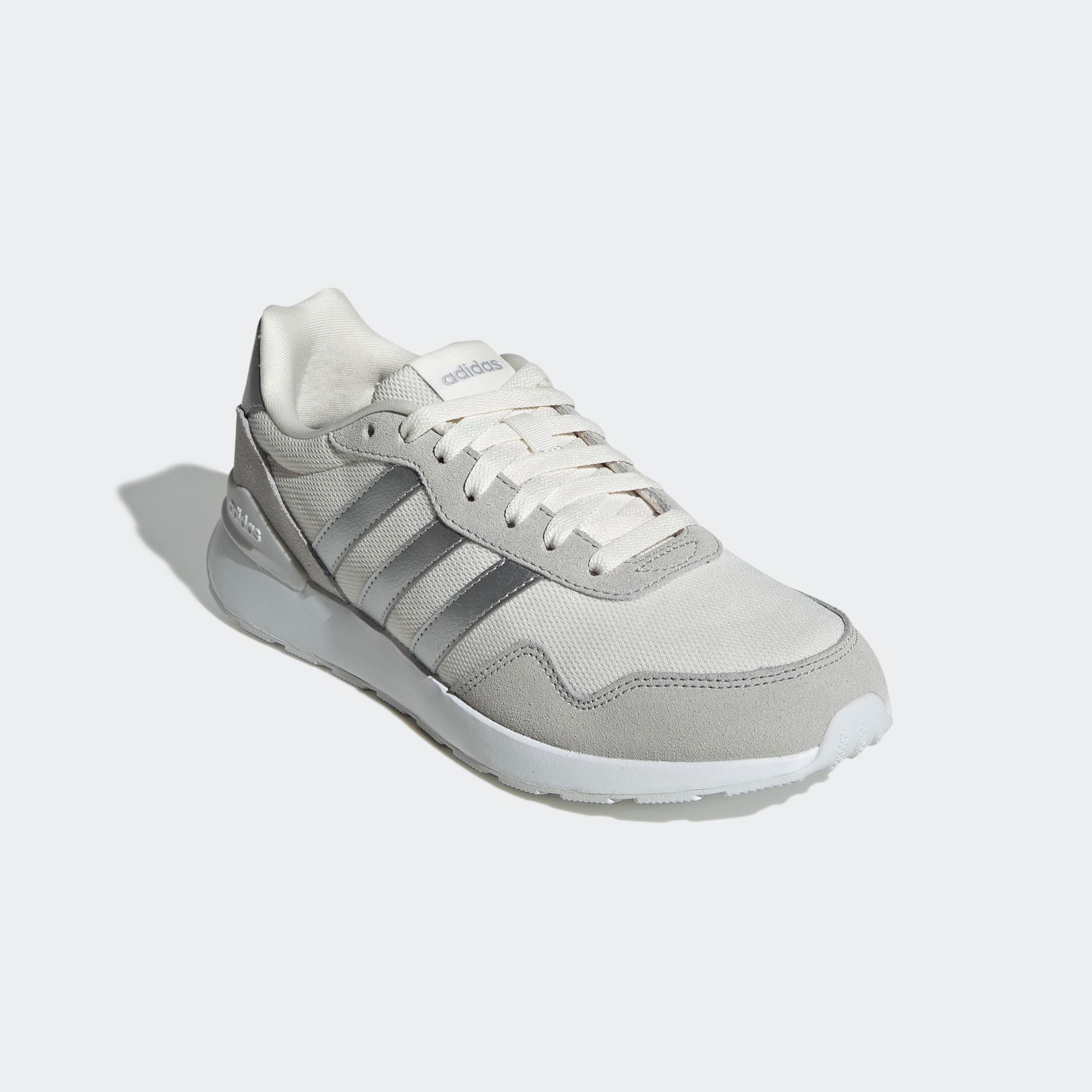 Sneaker ADIDAS SPORTSWEAR "RUN 60S 4.0", Gr. 40, chalk weiß, silber metallic, grau two, Leder, Textil, Schuhe Sneaker