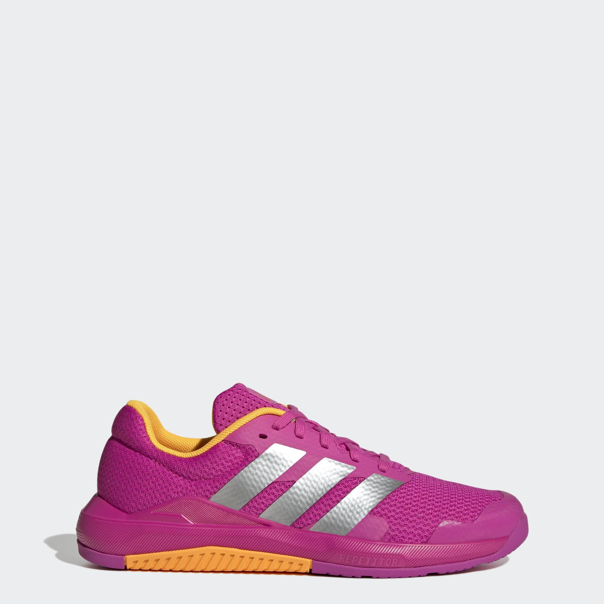 Trainingsschuh ADIDAS PERFORMANCE "DROPSET BASE", Damen, Gr. 40,5, semi lucid fuchsia, silber metallic, lucid tangerine, Textil, Schuhe