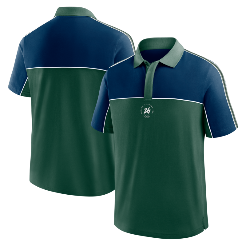 Fanatics Herren-Polohemd im Retro-Stil, grün/blau, Milano Cortina 2026, Olympische Winterspiele. Image