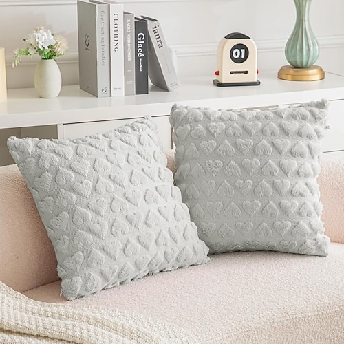 Valentinstags-Kissenbezug aus Plüsch in Unifarbe, herzförmiger Kissenbezug für Sofa, Büro, Auto, dekoratives Kissen, Valentinstagsgeschenk Image