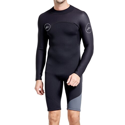 Herren-Neopren-Tauchanzug (2 mm), Rashguard, dehnbar, Kurzarm, Reißverschluss hinten – zum Surfen, Schnorcheln und Tauchen, einfarbig, für Winter und Herbst Image