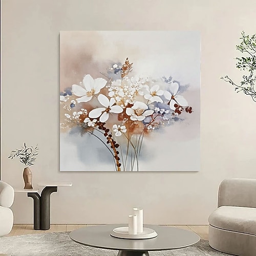 Handgemaltes Ölgemälde mit neuem Strukturdesign, weiße Blume, großes Original-Ölgemälde mit weißer Blume auf Leinwand Image
