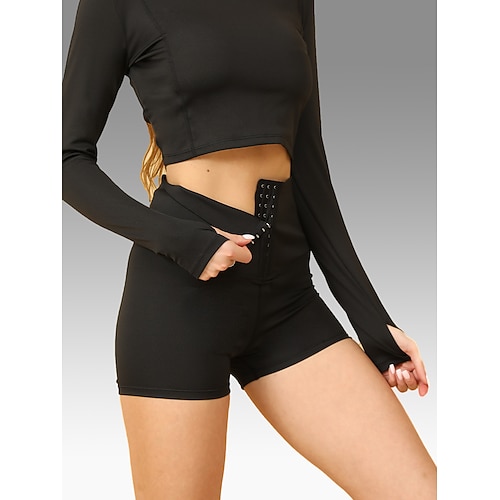 Damen EU- / US-Größe Schlank Shorts Raffungshosen Shapewear Sexy Stumpfhosen Kurz Hoher BundPantsHalloween Weihnachten Valentinstag Einfarbig Moderner Stil Stilvoll Hoher Schnitt Po-Lifting Image