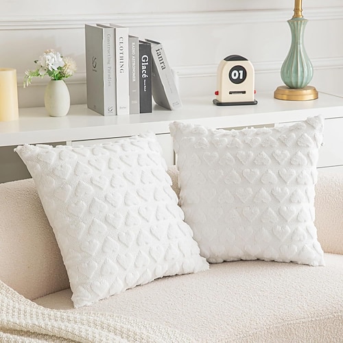 Valentinstags-Kissenbezug aus Plüsch in Unifarbe, herzförmiger Kissenbezug für Sofa, Büro, Auto, dekoratives Kissen, Valentinstagsgeschenk Image