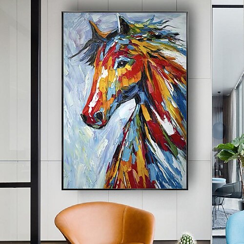 Mintura handgemalte abstrakte Tier-Ölgemälde auf Leinwand, moderne Wandkunst, fertig zum Aufhängen mit Keilrahmen, für die Heimdekoration Image