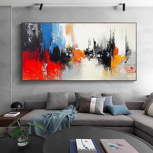 Handgemaltes abstraktes Ölgemälde einer Meereslandschaft auf Leinwand, großes Wandbild, originales blaues Meeresbild, individuelle Anfertigung, minimalistische Wohnzimmerdekoration Image