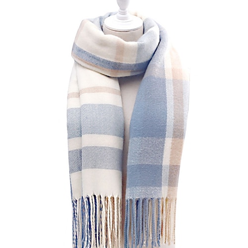 Damen Rechteckiger Schal Infinity-Schal Täglich Outdoor Straße Blau Rosa Schal Karomuster Image