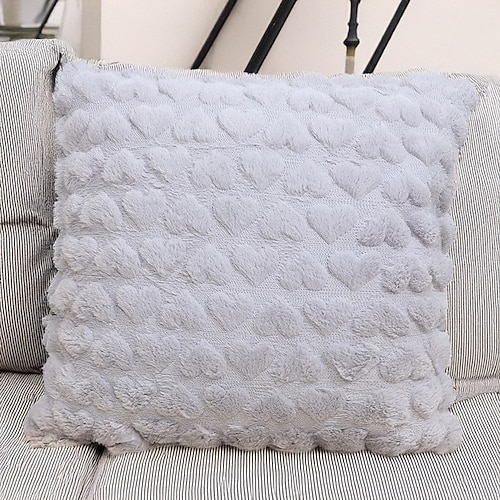 Herzförmiger, einfarbiger Plüschkissenbezug zum Valentinstag, gesteppter, minimalistischer Dekokissenbezug für Sofa, Büro, Wohnzimmer, Valentinstagsgeschenk