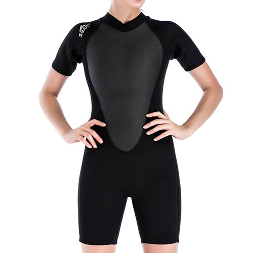 Damen-Neopren-Tauchanzug (2 mm), Rashguard, dehnbar, Kurzarm, zum Surfen, Schnorcheln, Tauchen, Patchwork, Winter/Herbst Image