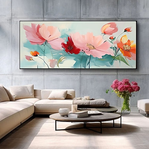 Handgefertigte abstrakte Blüten der Ruhe, sanfte Brise, florale Wandkunst, wunderschöne rosa Blumen, Heimdekoration, naturinspiriertes Gemälde, friedliche Blüten. Image