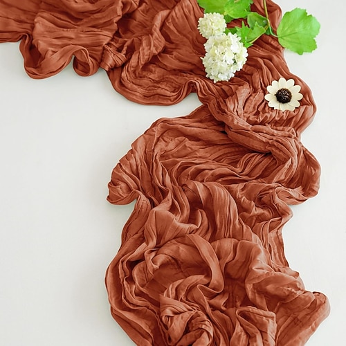 Tischläufer mit Knittereffekt für die Hochzeitssaison zum Valentinstag, balinesischer Stoff für Hochzeiten, Partydekoration, elegante Tischdecke im europäischen Stil mit gedrehten Falten für Image