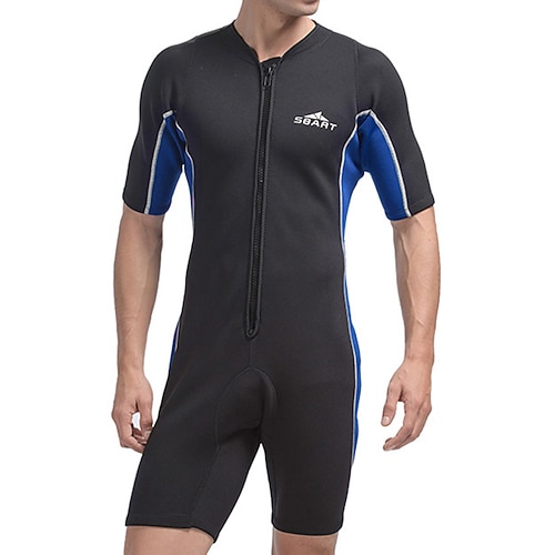 Herren-Neopren-Tauchanzug (2 mm), Rashguard, dehnbar, Kurzarm, Frontreißverschluss – ideal zum Surfen, Schnorcheln, Tauchen, Patchwork, Winter/Herbst Image