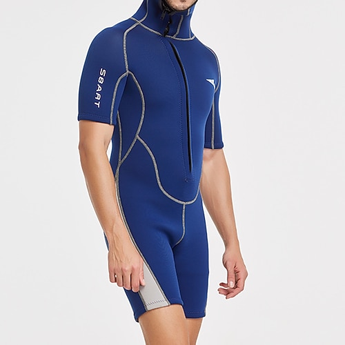 Herren-Neopren-Tauchanzug (2 mm), Rashguard, dehnbar, Kurzarm, Reißverschluss hinten – zum Surfen, Schnorcheln und Tauchen, einfarbig, für Winter und Herbst Image