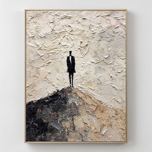 Handgemaltes Ölgemälde auf Leinwand, Wanddekoration, abstrakte Figuren mit strukturierter Oberfläche für die Heimdekoration, auf Keilrahmen gespannt / gerolltes, rahmenloses Gemälde Image