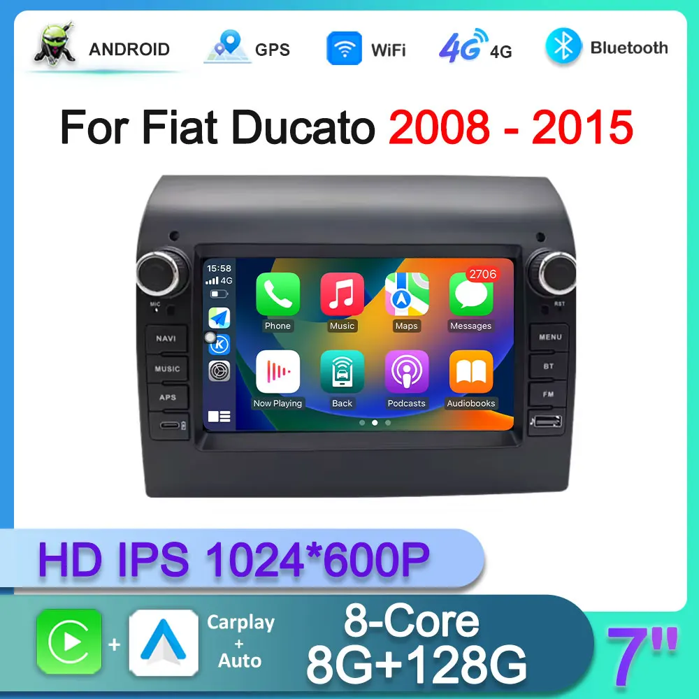 7 "zoll Für Fiat Ducato 2008 - 2015 Auto Radio Multimedia Video Player Navigation GPS Navigation Auto Carplay IPS 1024*600P Image