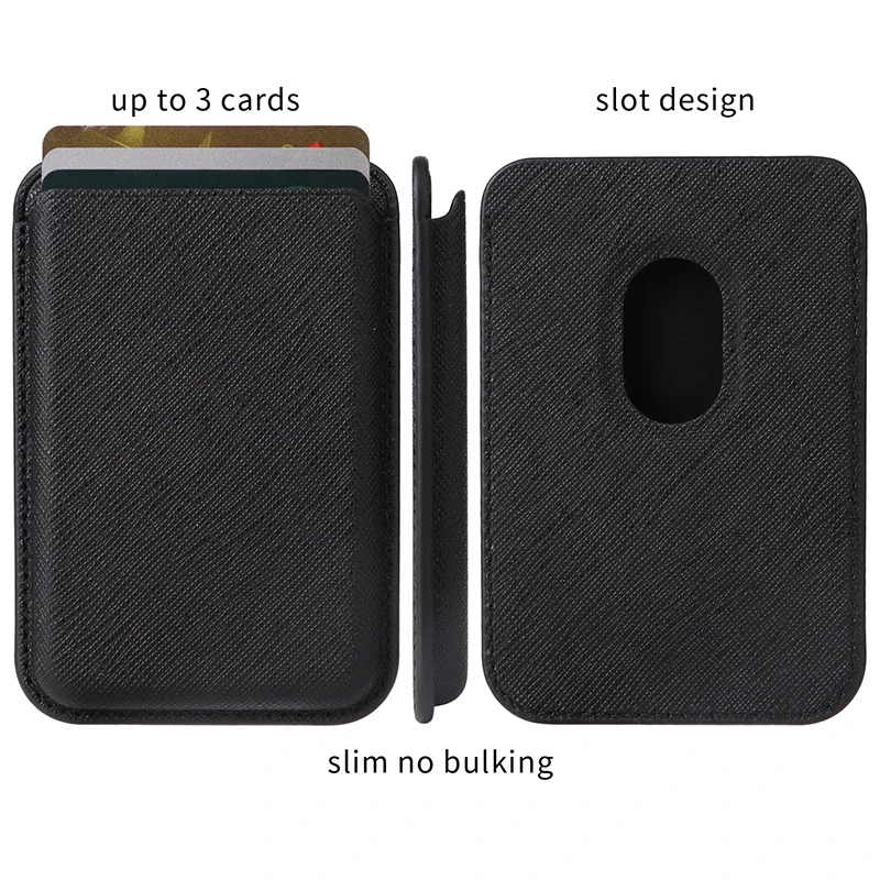 Leder Magnetischer Kartenhalter Brieftaschenhülle für Magsafe IPhone Samsung Macsafe Kartensteckplatz Tasche Kohlefaser Leopardenmuster Image