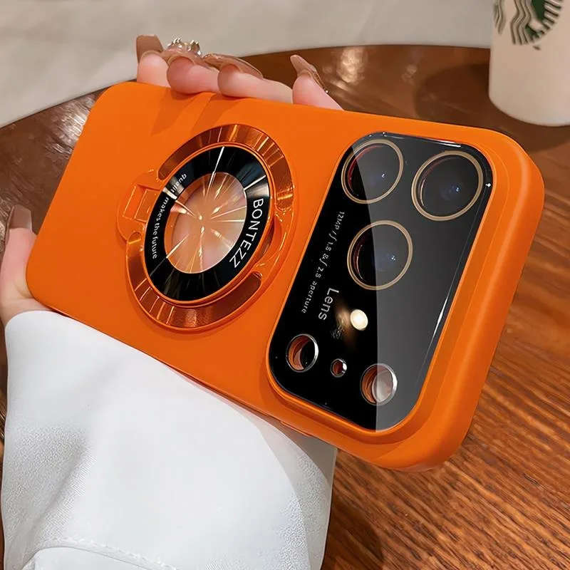 Für Magsafe Halterung Matte Hard Case für IPhone 17 Pro Max 16 15 Plus 17 Air 13 14 Pro Max Magnetische Stand Kamera Schutz Abdeckung Image