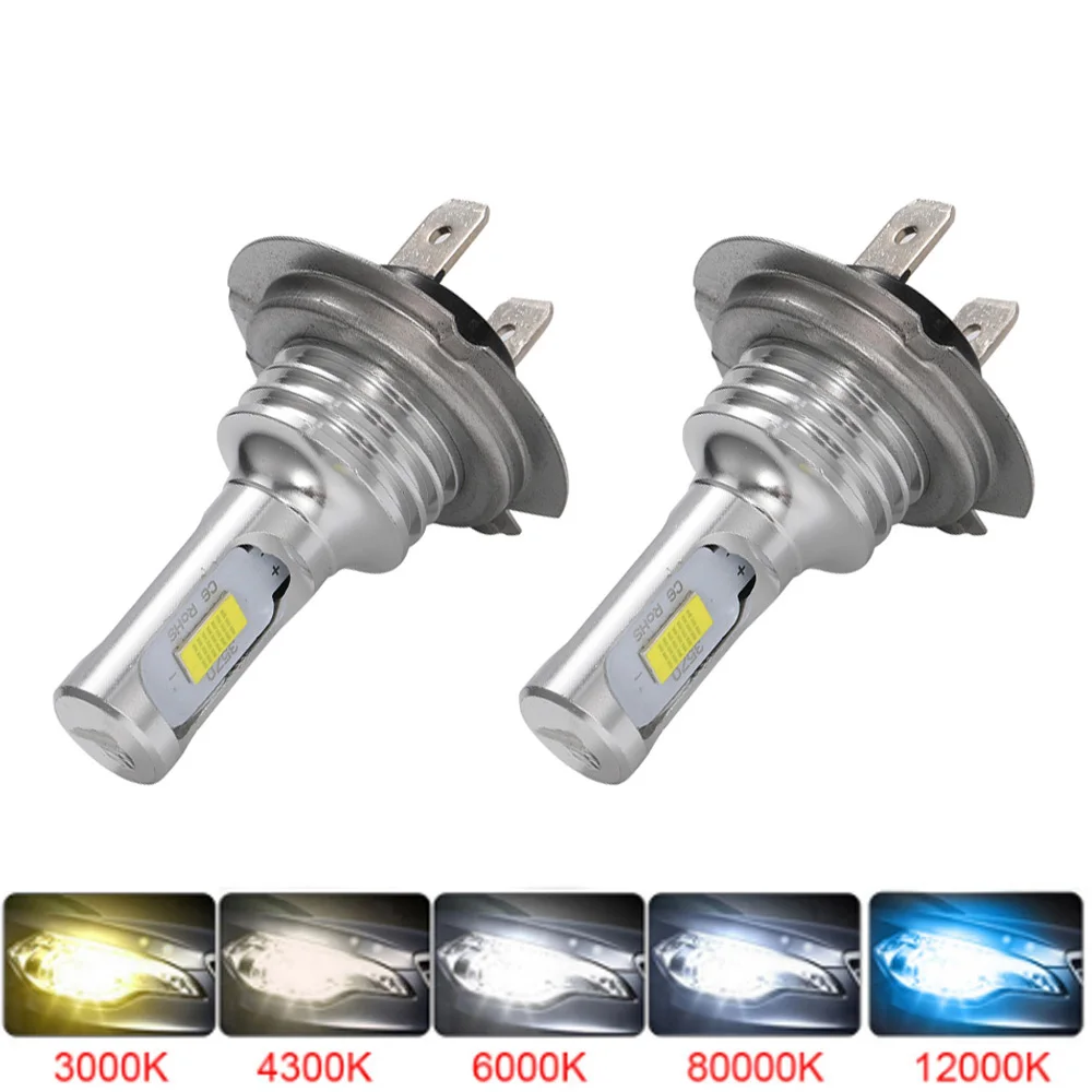 2 pezzi H7 H4 LED CSP auto led fendinebbia faro H8 H11 H9 9005 9006 HB4 H1 H3 lampadina guida automatica luce di marcia 12V 6000K 4300K