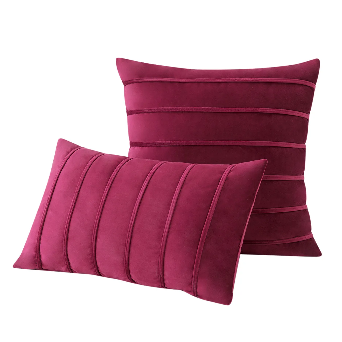 Gestreifter roter Kissenbezug aus Samt, 30 x 50 cm, 45 x 45 cm, 50 x 50 cm, Lendenkissenbezug, weicher dekorativer Kissenbezug, Weihnachtsgeschenk