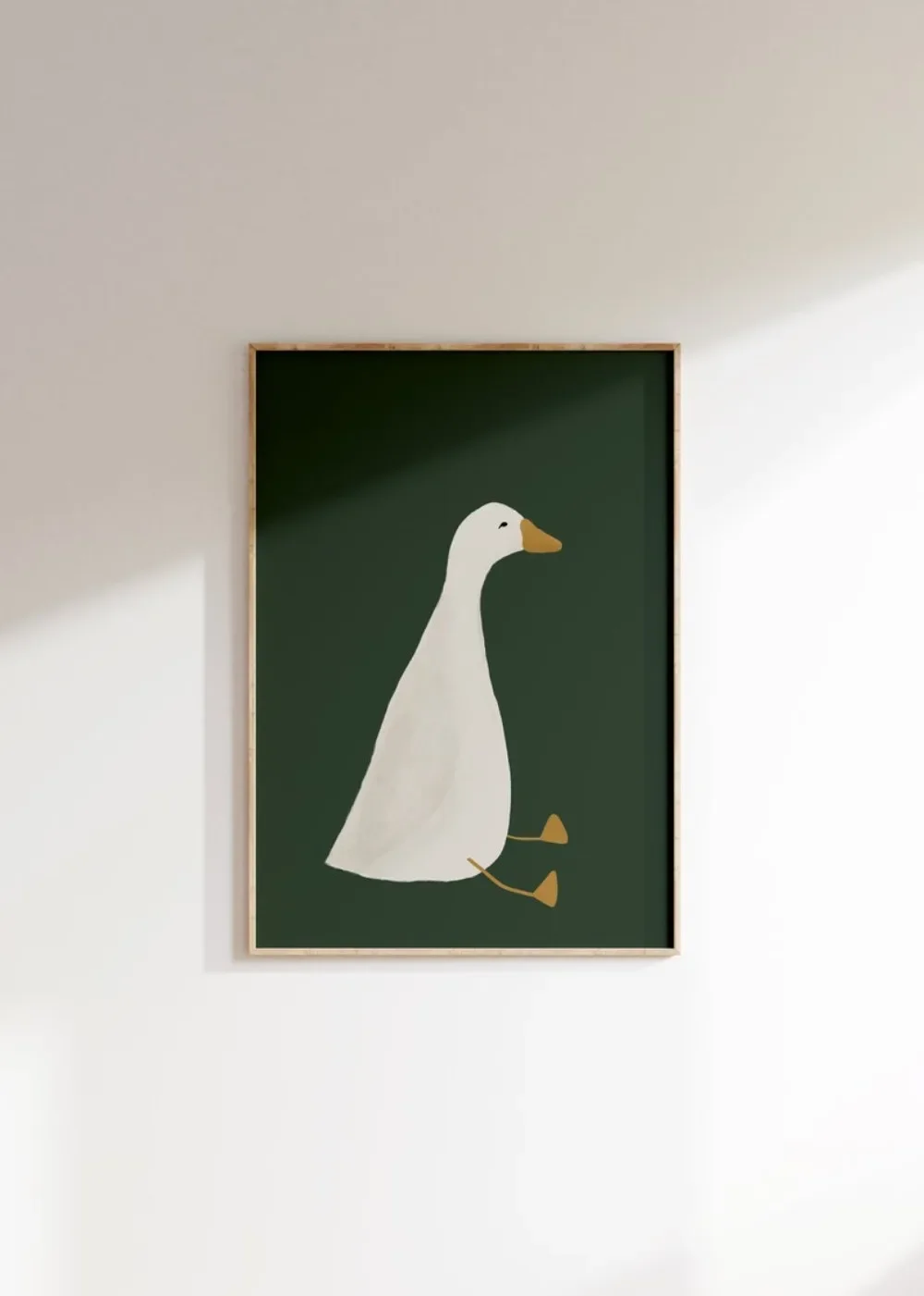 Dumme Gans-Wandkunst, süßes Gans-Poster, dunkelgrüne Kinderzimmer-Bauernhoftiere, Kinderzimmer-Illustration, rahmenlose Leinwandmalerei Image