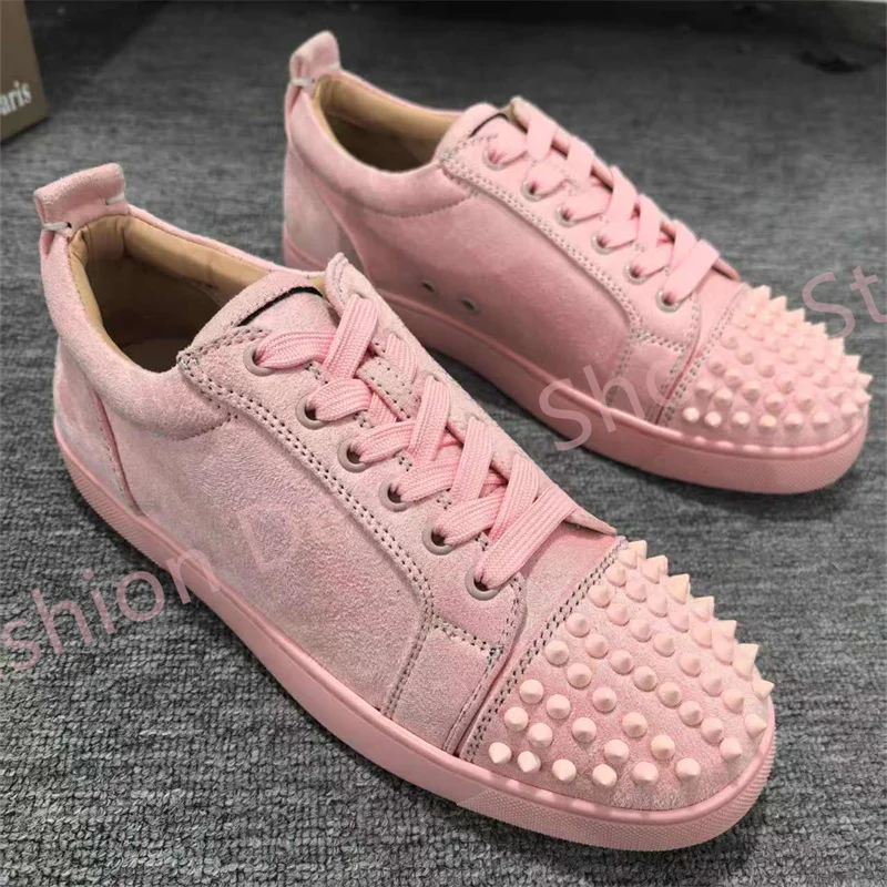 Scarpe basse in pelle scamosciata rosa Scarpe casual da donna Rivetti a punta Punta tonda Scarpe comode stringate Donna Taglia grande 35-44