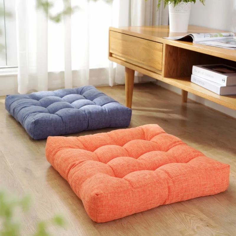 Orange großes Bodensitzkissen, Geschenk, quadratische Bodenkissen für Erwachsene, Kissen, Tatami, Sofa, Yoga, Meditation, Terrasse, Schaukel, Stuhlpolster Image
