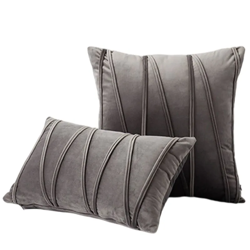 1/2 Stück 30 x 50 cm, 45 x 45 cm, 50 x 50 cm, grauer Samt-Kissenbezug, weicher Couch-Kissenbezug für Bett, Wohnzimmer, quadratischer Kissenbezug