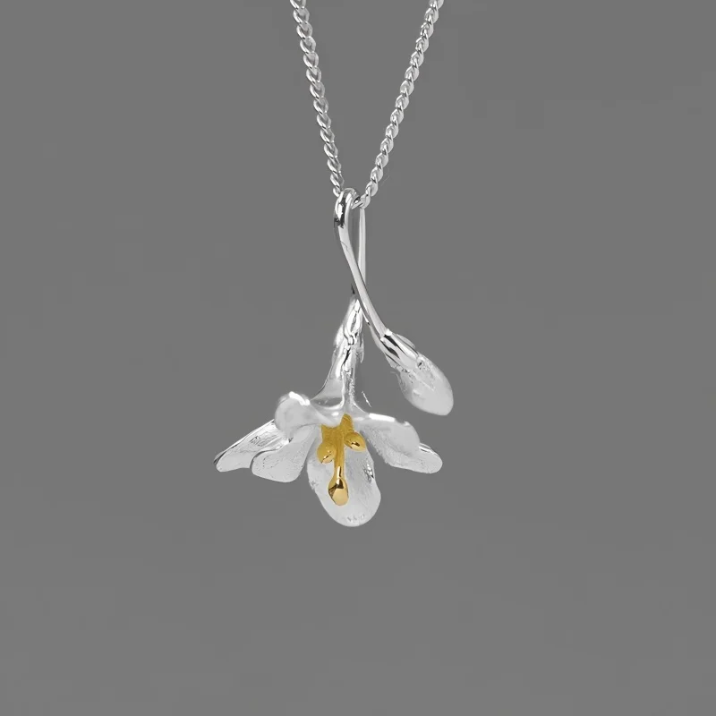 Lotus Fun Anhänger mit zartem Freesien-Blumen-Design für Halskette, echtes 925er-Sterlingsilber, edler Schmuck Image