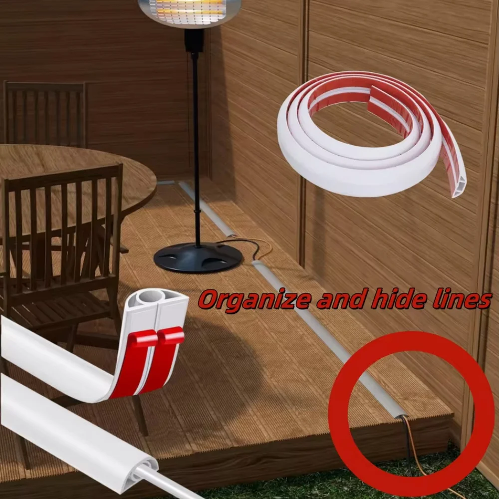 1PC 1m/39,37in Abdeckung Boden Kabel Mantel PVC Flexible Elektrische Leitung Kabel Protektoren Selbstklebende Kabel Hiders für Böden Image