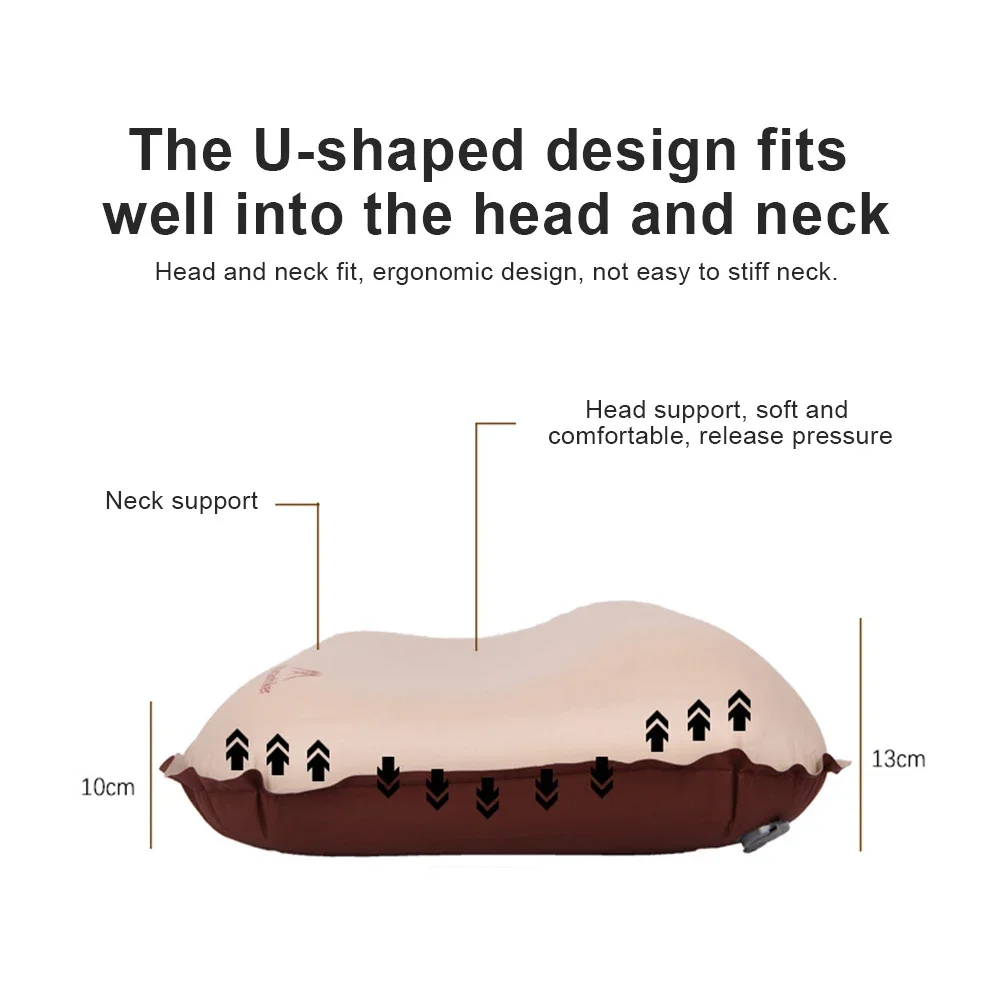 Outdoor-Schlafkissen, hoher Rückprall, komprimierbares Reisekissen, Nackenschutz, tragbares selbstaufblasendes Kissen für Outdoor-Camping Image