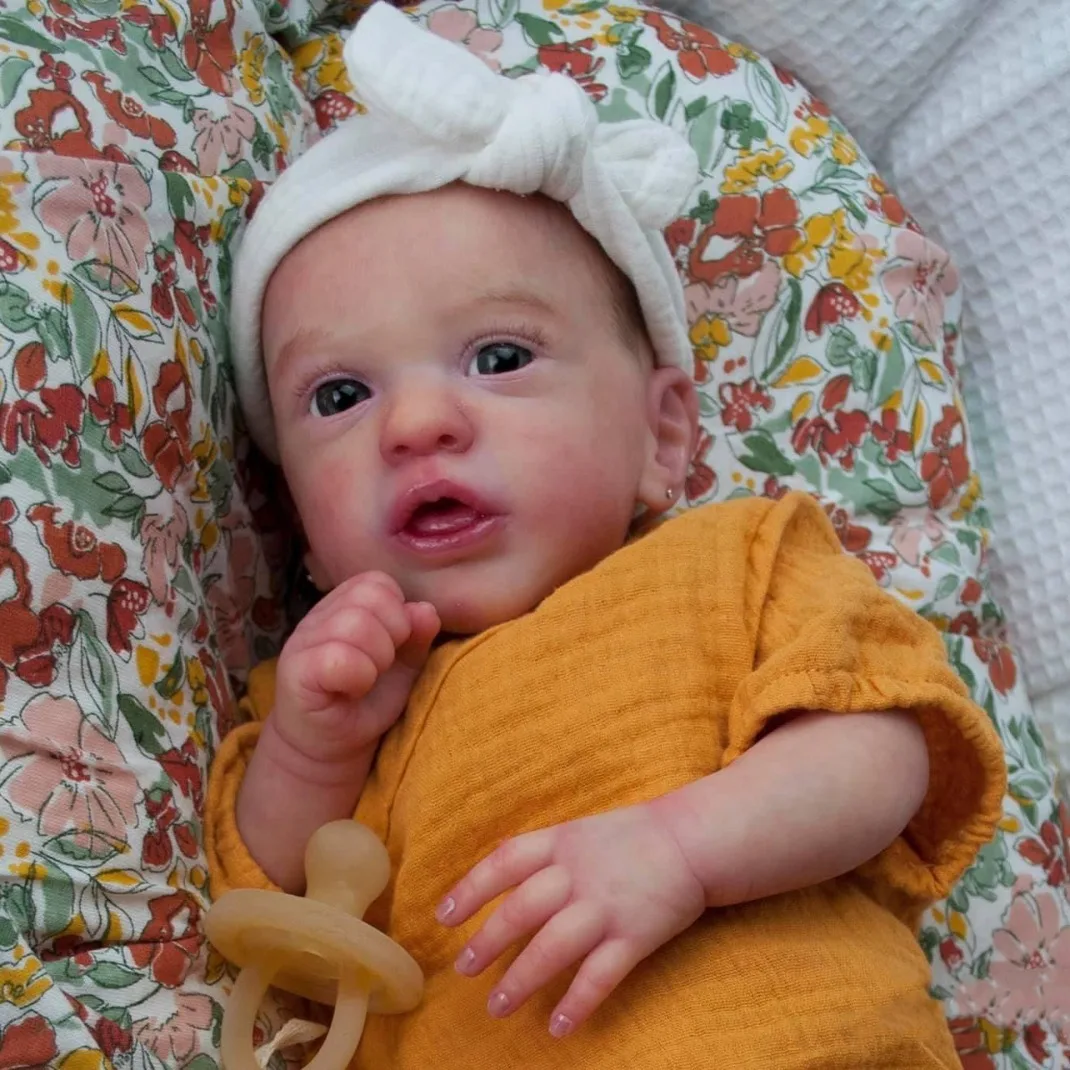 46 cm bereits fertige wiedergeborene Babypuppe mit weichem Körper, 3D-bemalte Haut mit sichtbaren Adern, Kunstpuppe zum Sammeln, Weihnachts- und Geburtstagsgeschenk Image