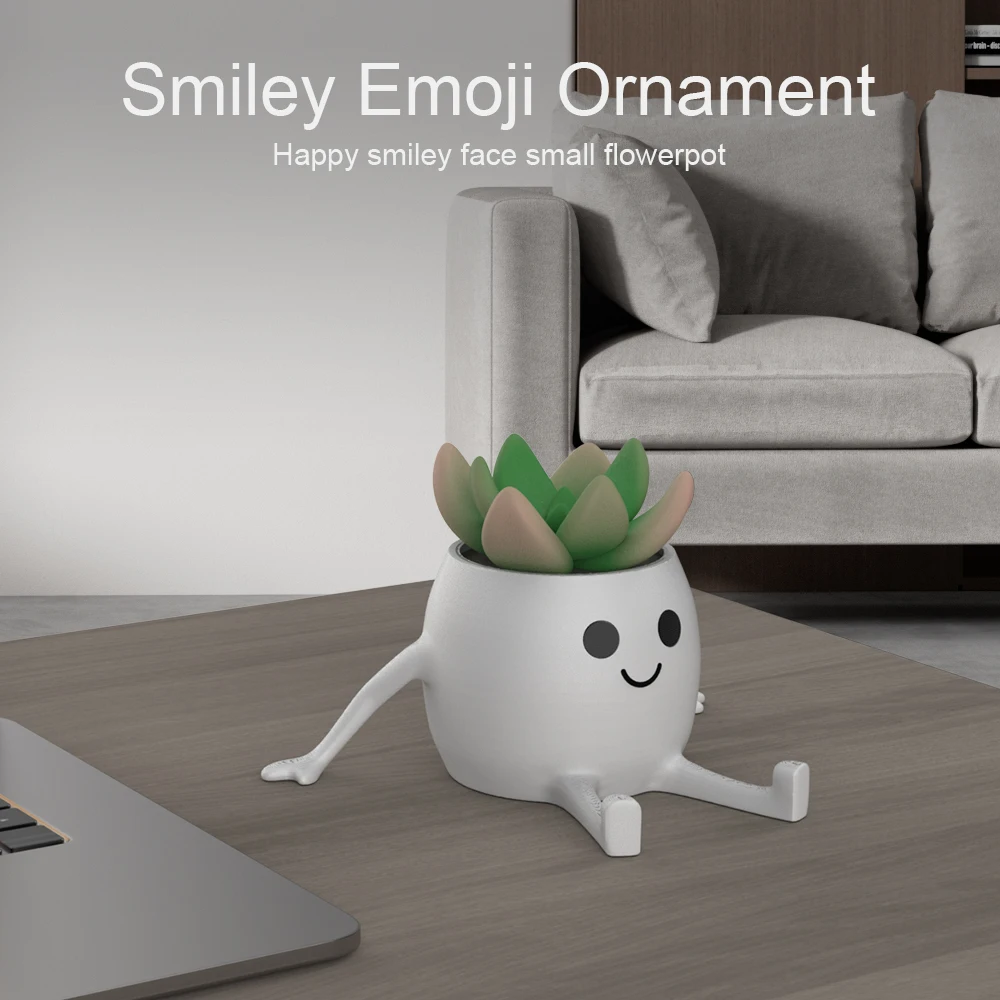 Happy Face Blumentopf – Ein Blumentopf mit kreativem Ausdruck für den Innen- und Außenbereich, perfekt für Desktop-Pflanzen und kleine Suculen Image