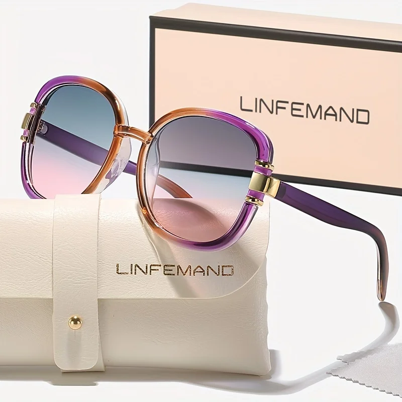 LINFEMAND Übergroße ovale, modische, dekorative Sonnenbrille für Damen, eleganter und intellektueller Stil, lustiges Party-Lieblings-Urlaubsgeschenk Image