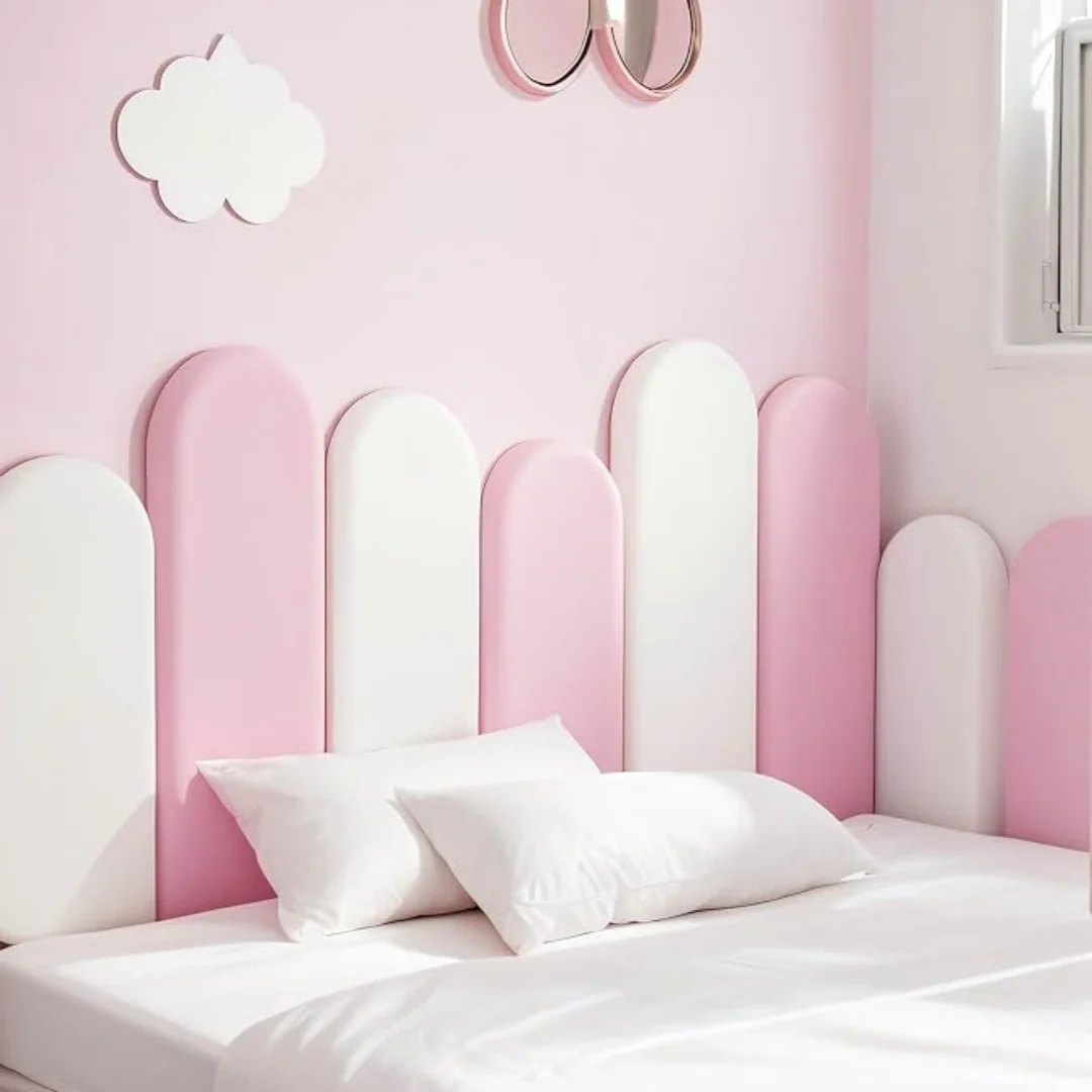 1PC 40x20cm Bett Kopfteil Schlafzimmer Dekor Kopf Bord Holz Wand Panels Hause Dekoration Tatami Anti-kollision Weiche Zurück Wand Matte Image