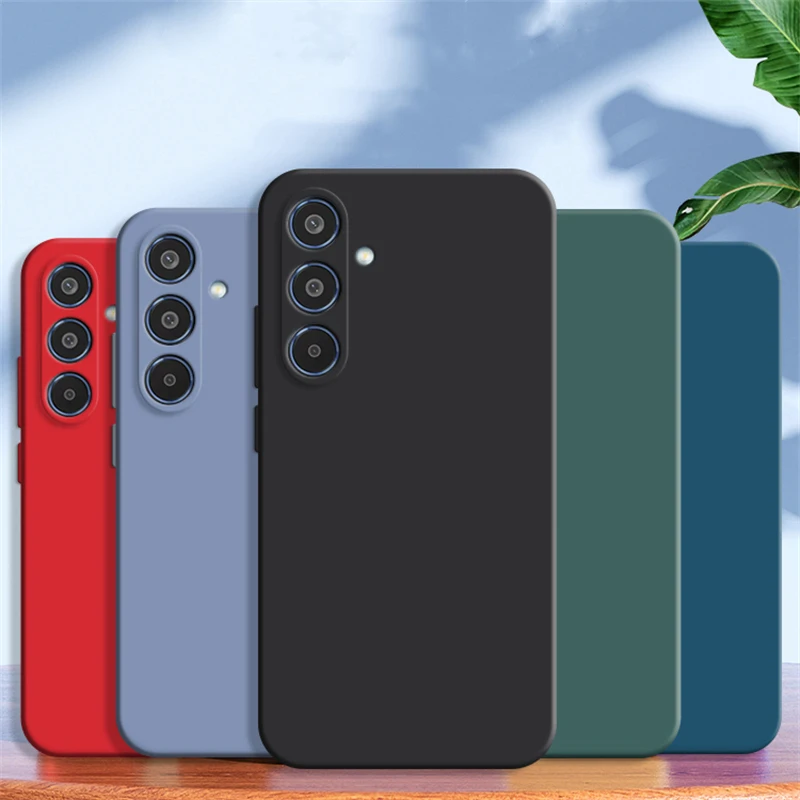 Flüssige Silikonhülle für Samsung Galaxy S25 Edge S24 S23 S22 S21 FE S25 Plus Ultradünne, weiche Rüstung, einfache Telefon-Rückseite Image