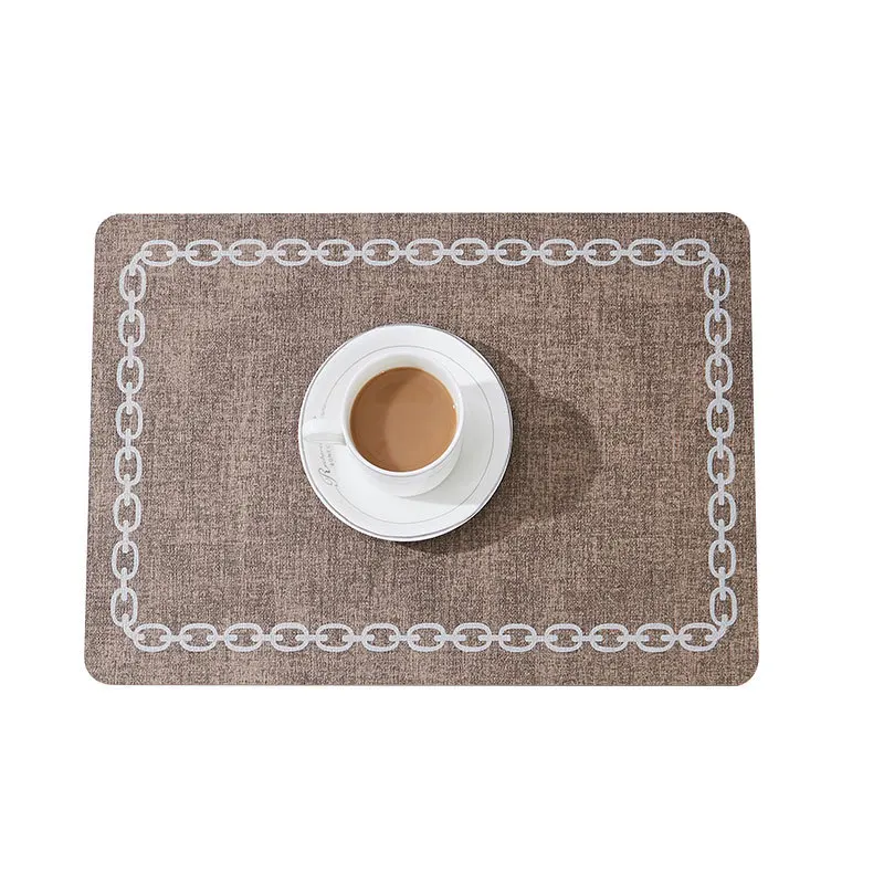 1/4/6pcs braunes quadratisches Tischset Geschirr Pad Luxus Kunstleder Tischset Geschirr Cafe Pad Küchen zubehör Heavy Concert 트 салфетки Image
