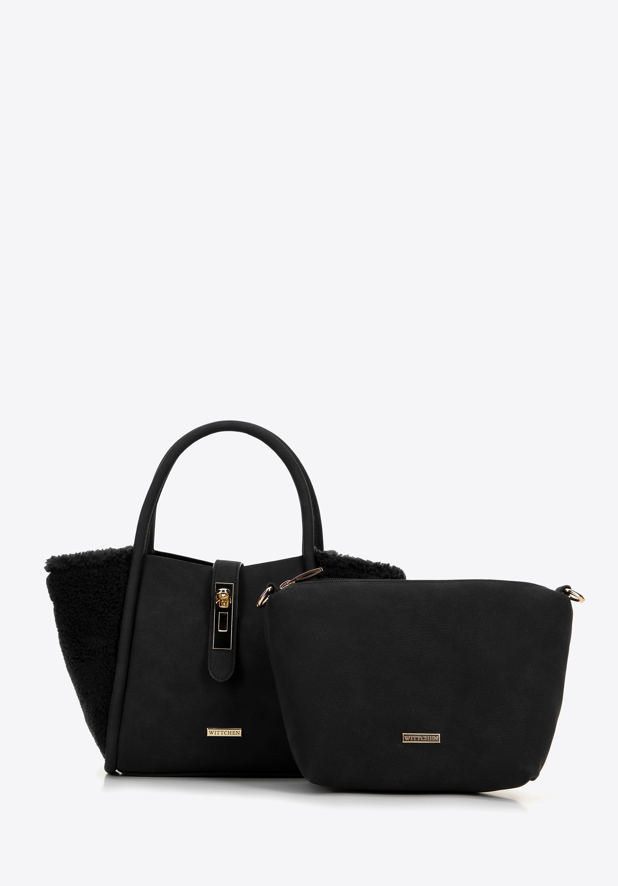 Wittchen Damenkoffer aus schwarzem Öko-Leder und Fell Image