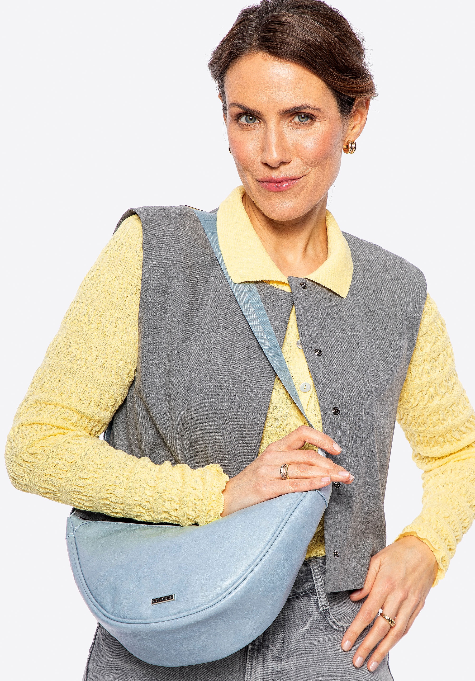 Wittchen Damen-Umhängetasche mit breitem Riemen, blau, Kunstleder Image