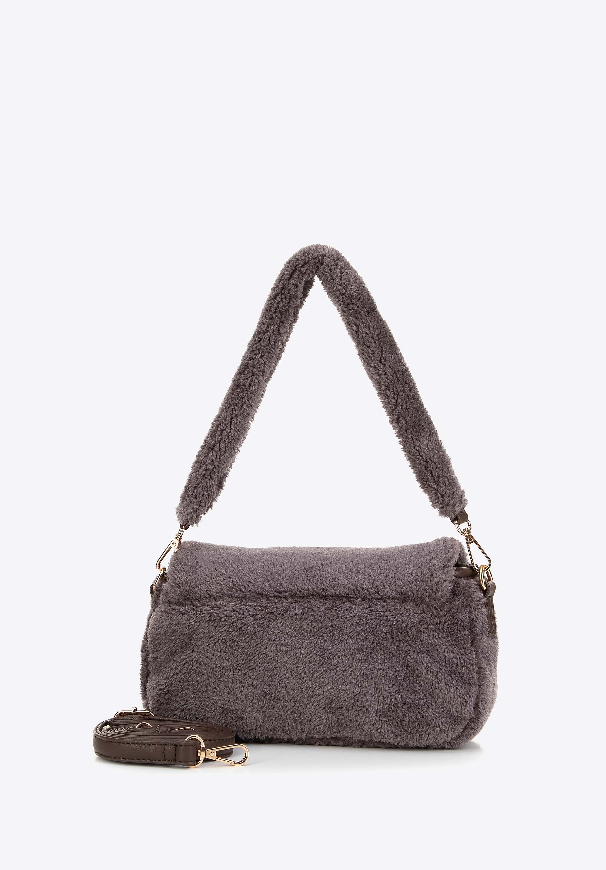 Wittchen Damen-Umhängetasche mit Fellbesatz, taupe, Polyester Image