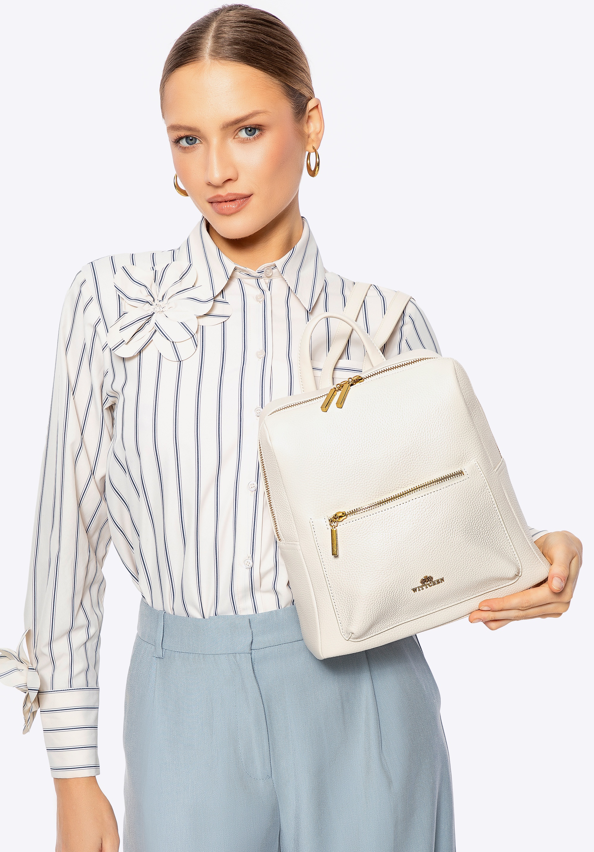 Wittchen Damenrucksack aus Naturleder, kastenförmig, cremefarben Image