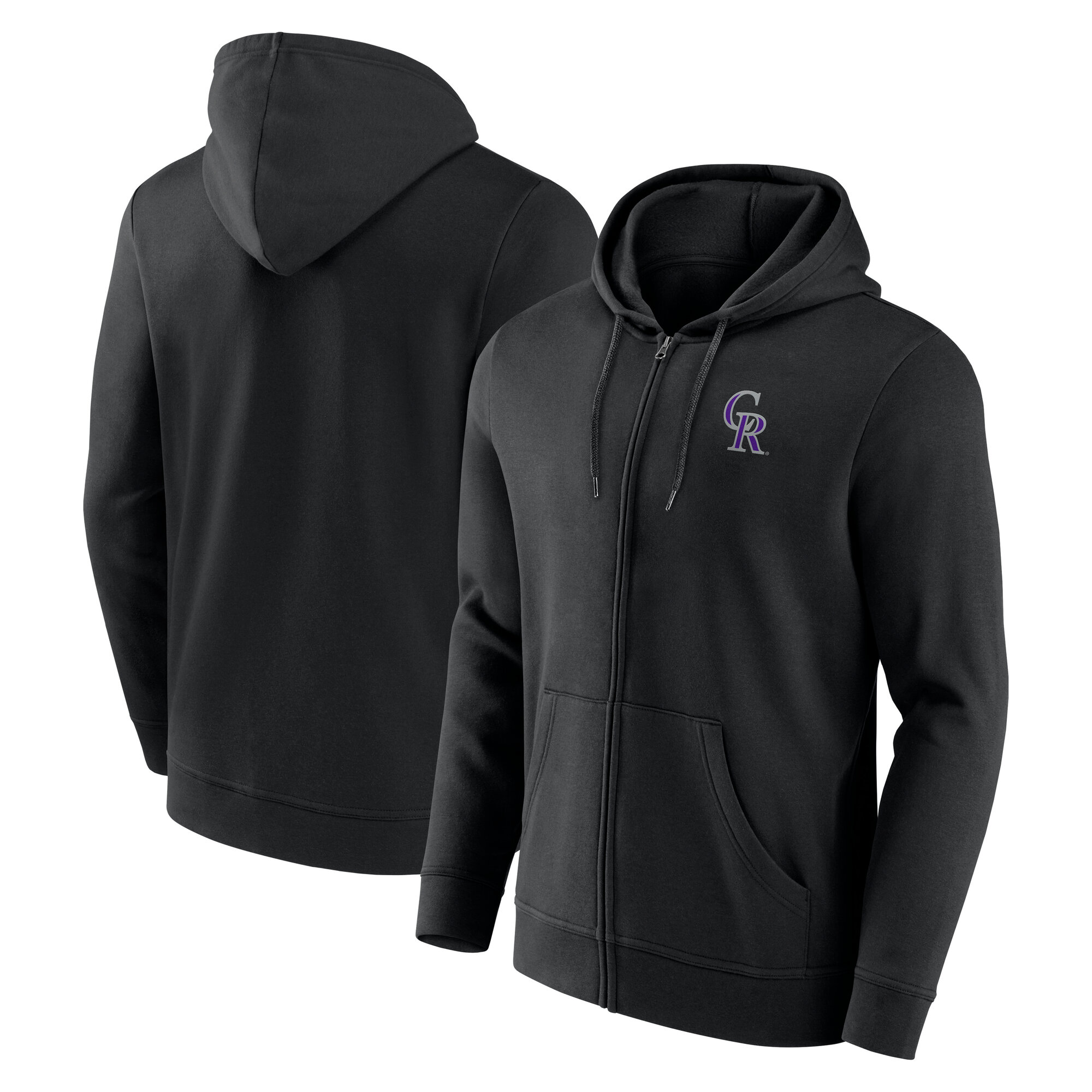 Colorado Rockies Primary Logo-Kapuzenpullover mit durchgehendem Reißverschluss – Herren Image
