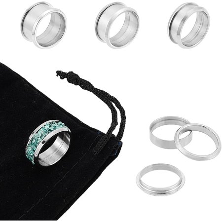 3Pcs 3 Sizes Stainless Steel Grooved Finger Ring Settings Ring Core Blank for Inlay Ring Jewelry Making Polished Comfort Grooved Finger Ring for DIY