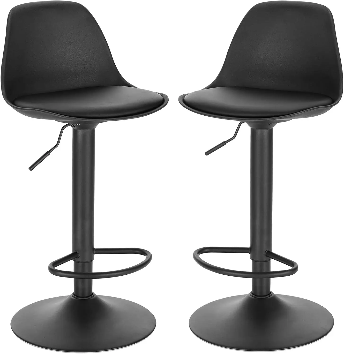 Barhocker-Set mit 2 gepolsterten Drehhockern mit Luftlift-Design, Barhocker aus Kunstleder mit Rückenlehne, Küche, Höhenverstellung