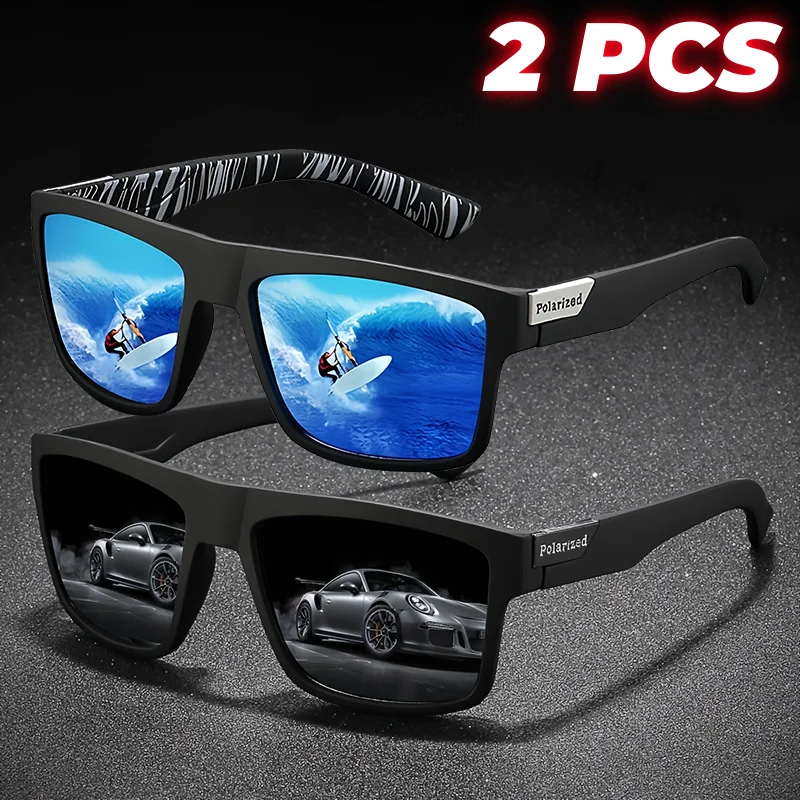 Retro-Quadrat-polarisierte Sport-Sonnenbrille, leicht, UV400, zum Angeln, Fahren, Unisex, Vintage, Outdoor-Brille Image