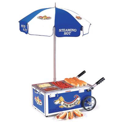 Nemco 6550-DW Blue Mini Hot Dog Cart with (2) 1/6 Pan and (2) 1/3 Pan Configuration - 120V, 1220W