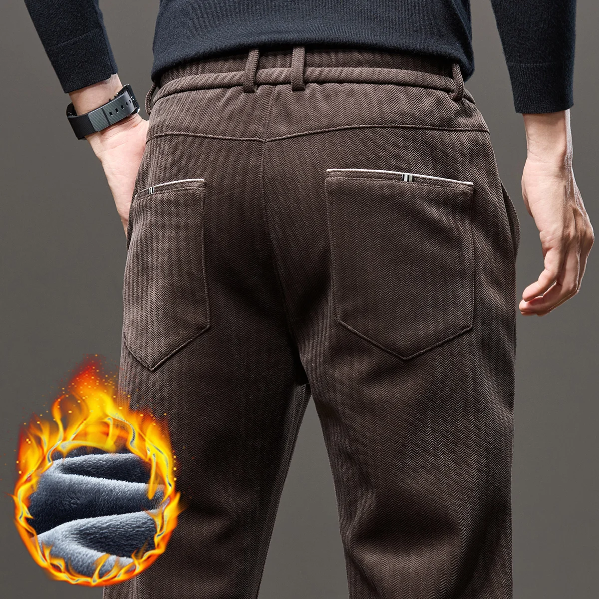 Winter Warme Fleece Neu Verbesserte Cord Stoff Casual Hosen Männer Korea Arbeit Klassische Fracht Verdicken Im Freien Hosen Männlichen 28-38 Image