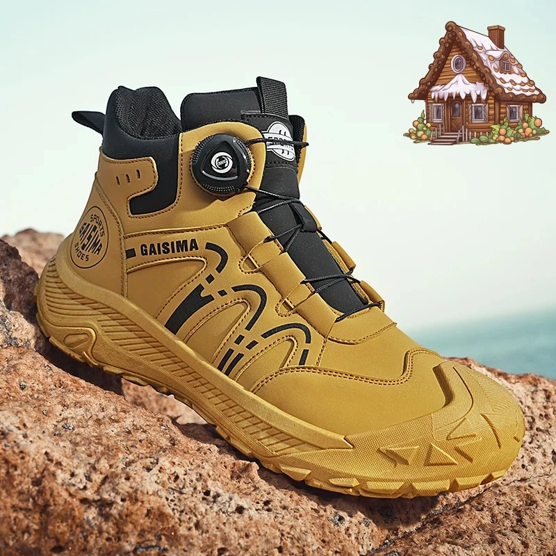 Street Yellow Herren Biker Stiefel Mode Design Knopf Motorradstiefel Herren Britischer Stil Casual Outdoor Leder Stiefeletten Mann